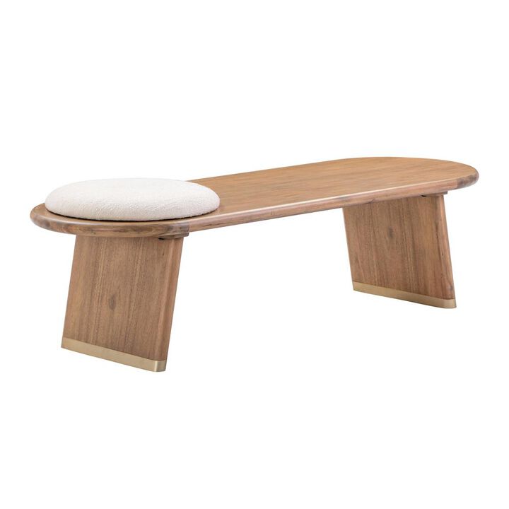 Belen Kox Cognac Acacia Bench with Boucle Seat, Belen Kox