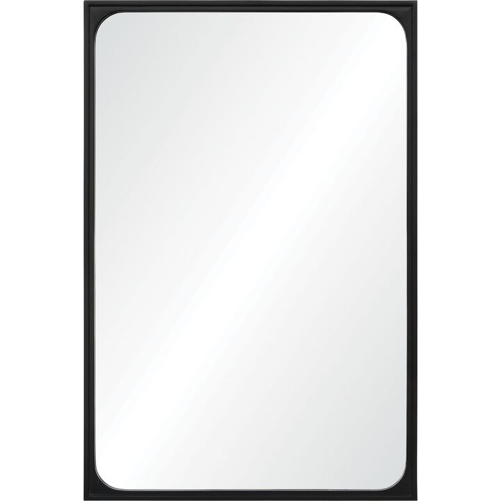 36" Black Wooden Framed Rectangular Wall Mirror