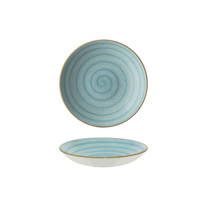 Aqua dia.9" h:2" 34 oz. Round Blue Porcelain Bowl (Set of 4)