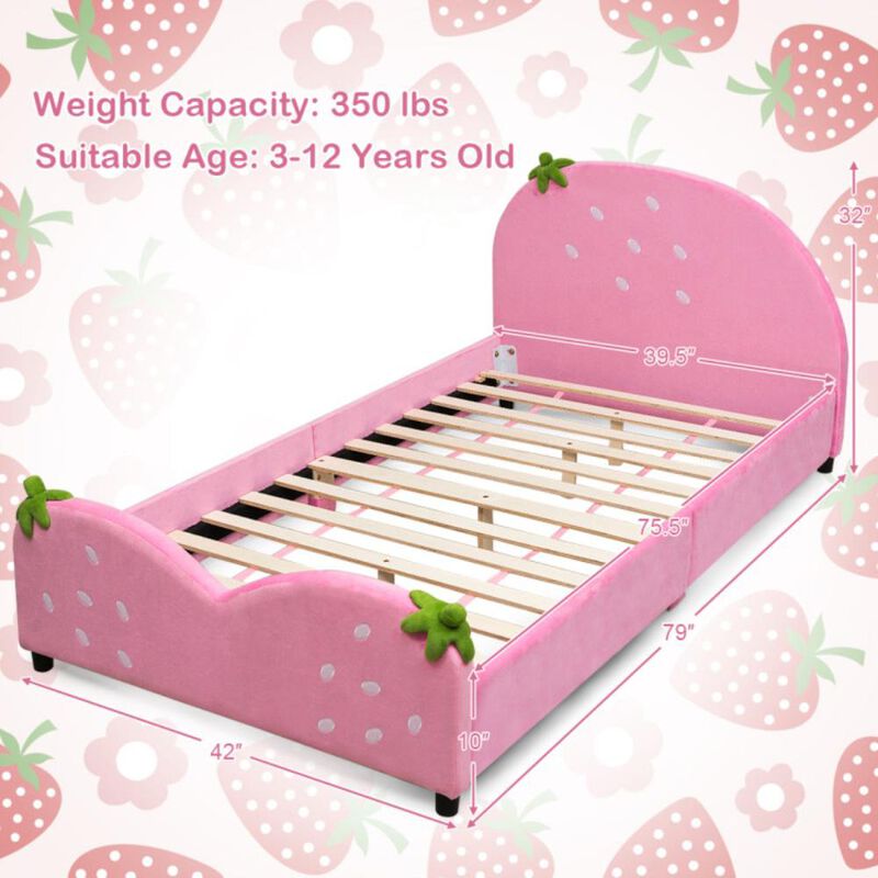 Hivvago Kids Children Upholstered Berry Pattern Toddler Bed