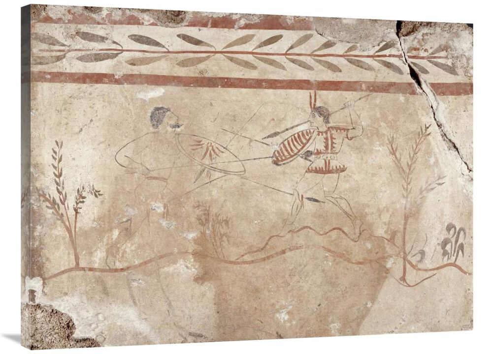 Fresco Panel with Two Warriors-Canvas Art-40x30