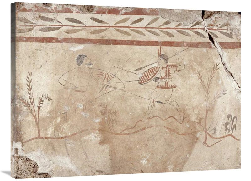 Fresco Panel with Two Warriors-Canvas Art-40x30