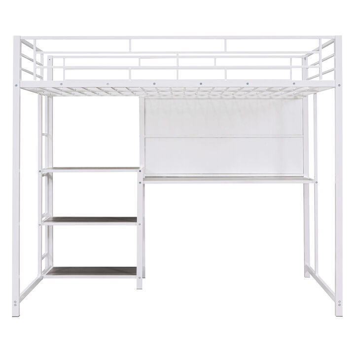 Merax Metal Loft Bed with Desk and Ladder