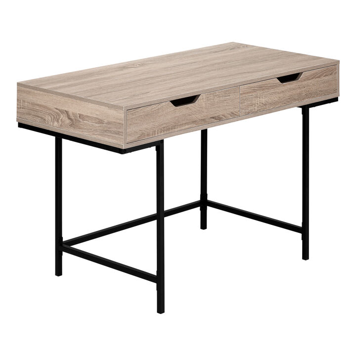 Monarch Specialties I 7555 Computer Desk, Home Office, Laptop, Storage Drawers, 48"L, Work, Metal, Laminate, Brown, Black, Contemporary, Modern