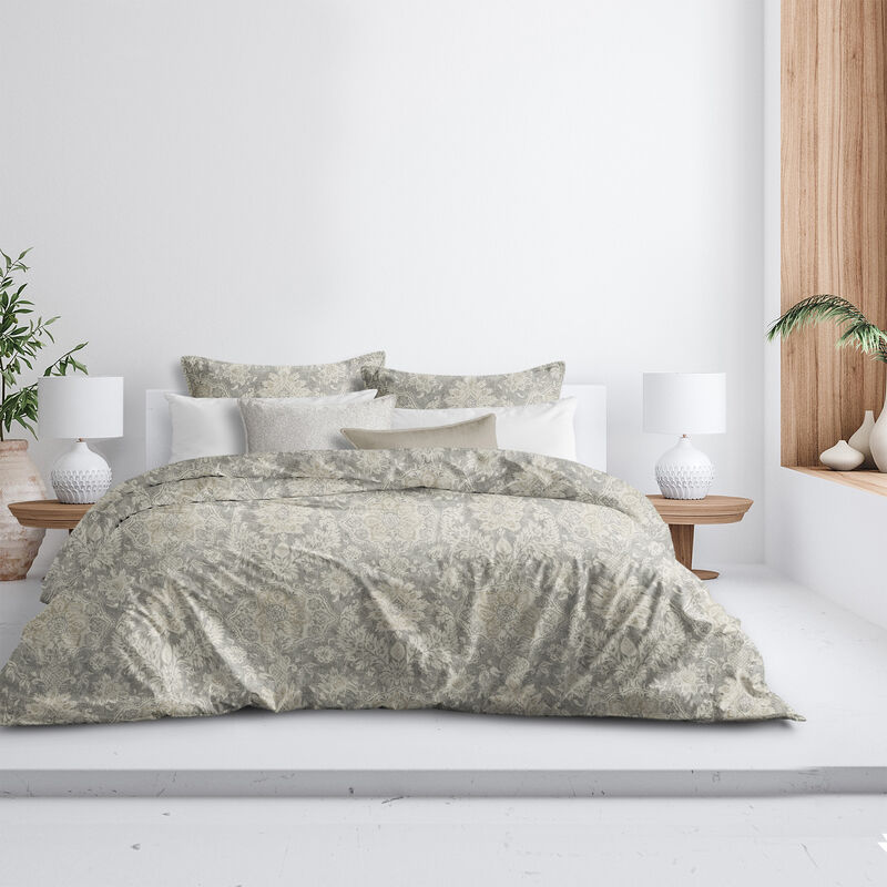 6ix Tailors Fine Linens Osha Taupe/Beige Duvet Cover Set