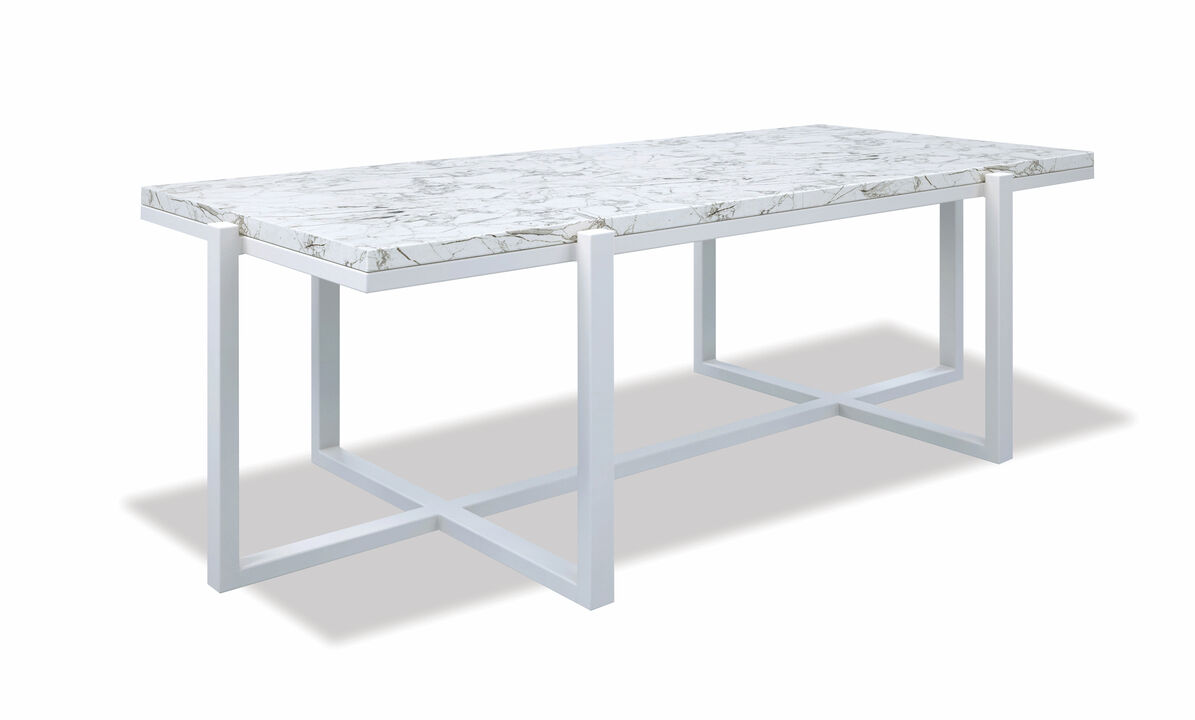 Rectangle Coffee Table, Front Finish with Carrara Marble Top
