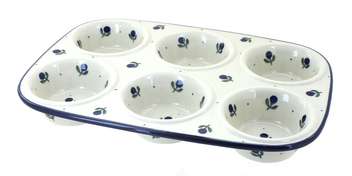 Blue Rose Polish Pottery Alyce Muffin Pan
