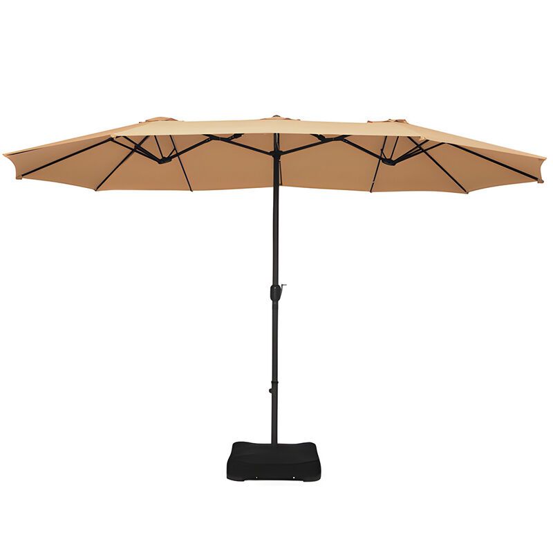 15 Feet Extra Large Patio Double Sided Umbrella with Crank and Base