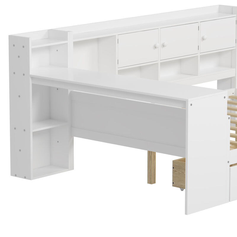 Merax Wooden L-Shape Daybed with Storage