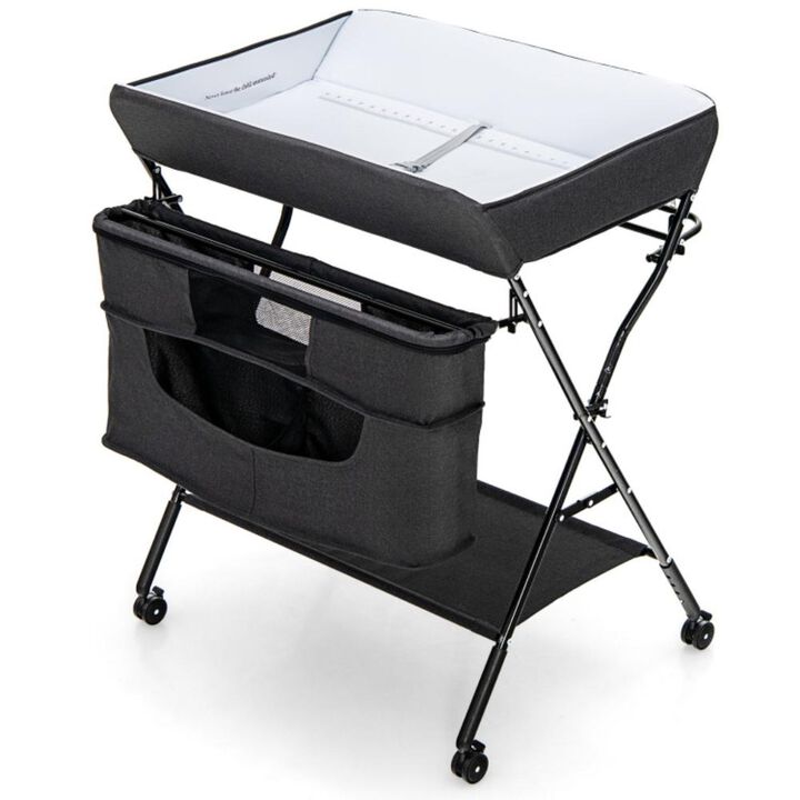 Hivvago Portable Adjustable Height Newborn Nursery Organizer with Wheel