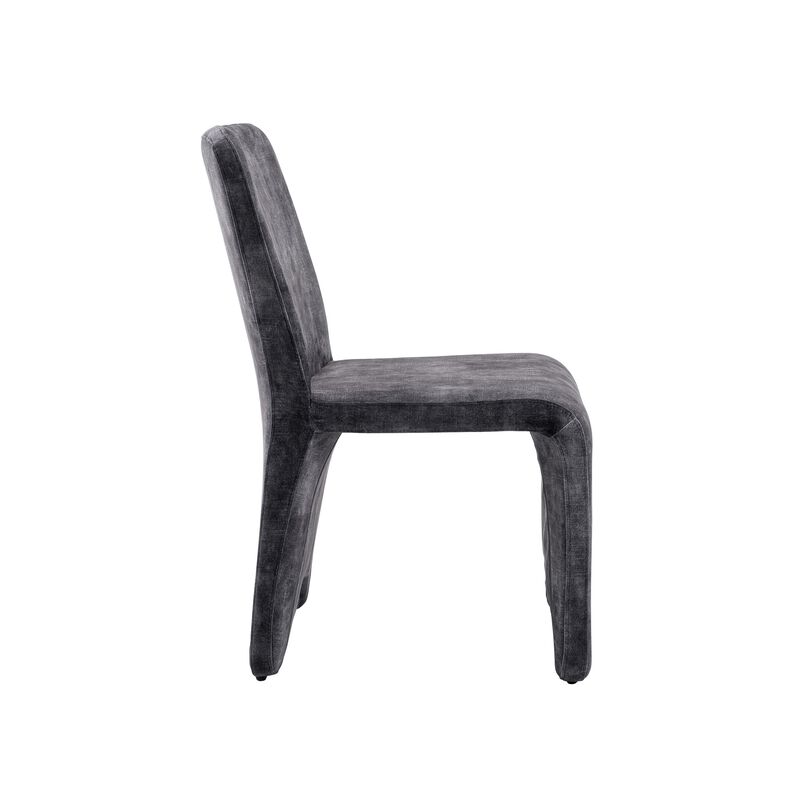 Cid Lou 19 Inch Side Dining Chair Set of 2, Gray Polyester, Panel Frame - Benzara