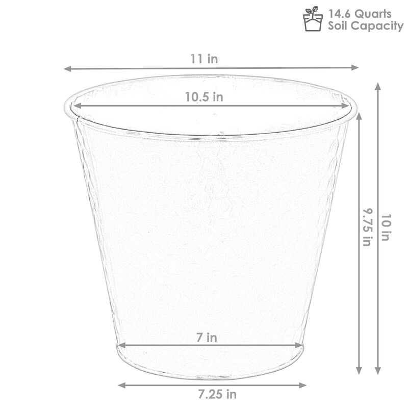 Sunnydaze Set of 4 Steel Buckets with Hexagon Pattern