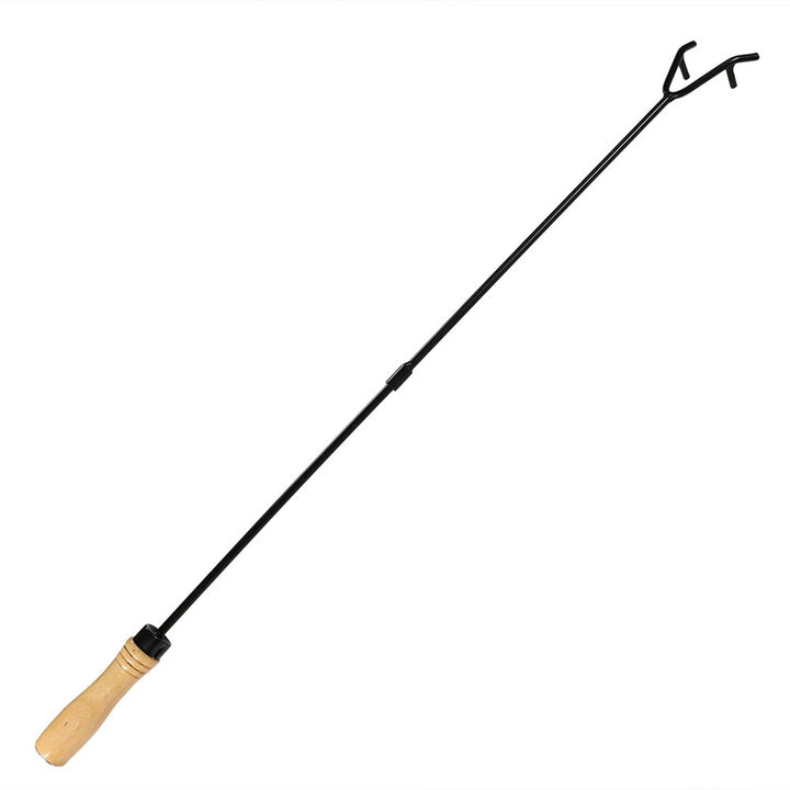 Sunnydaze 32 in Steel Outdoor Fire Pit Poker with Hook and Wooden Handle