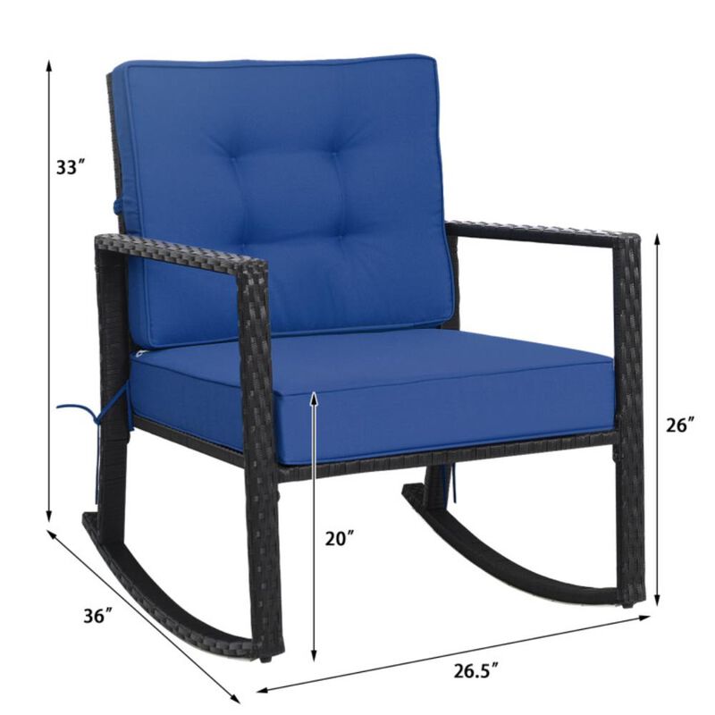 Hivvago Patio Rattan Rocker Outdoor Glider Rocking Chair Cushion Lawn