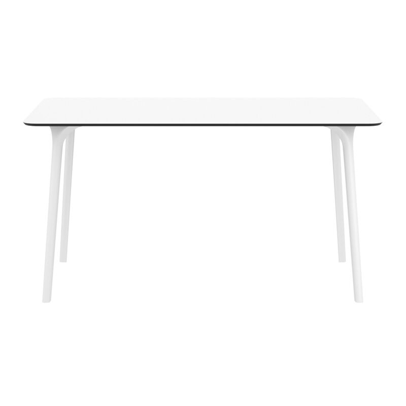 55" White Rectangular Laminated Top Outdoor Patio Dining Table