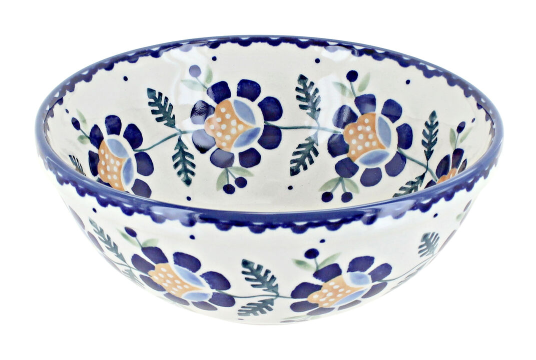 Blue Rose Polish Pottery Cereal/Soup Bowl