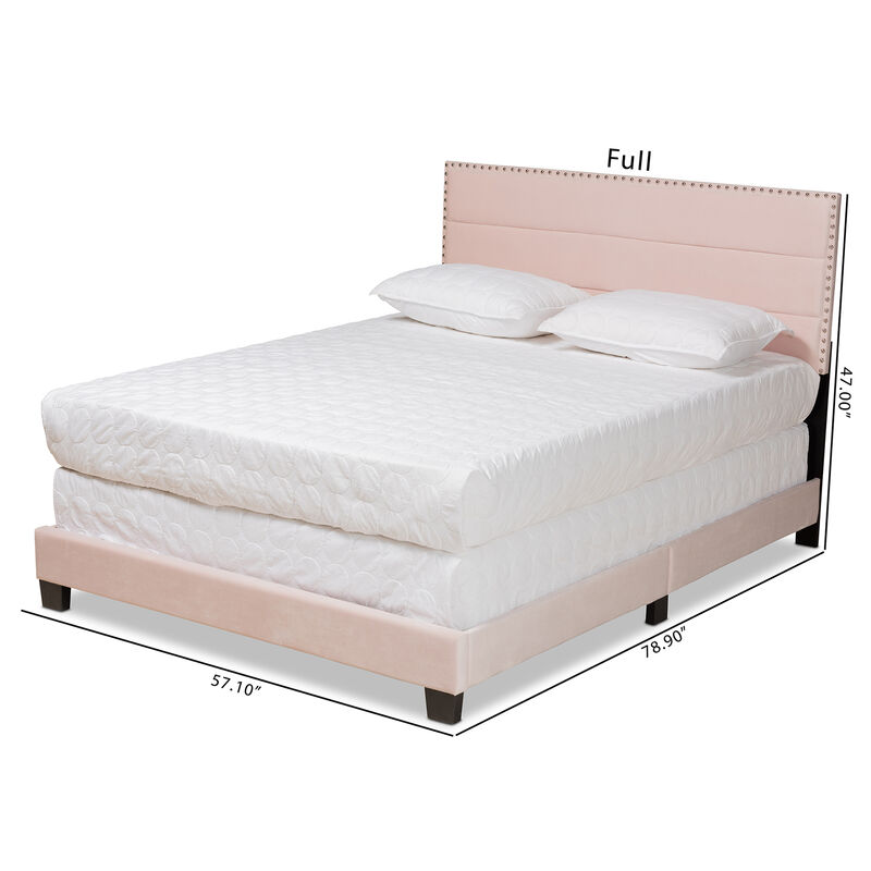 Baxton Studio Tamira Glam Light Pink Velvet Fabric Upholstered Queen Size Panel Bed