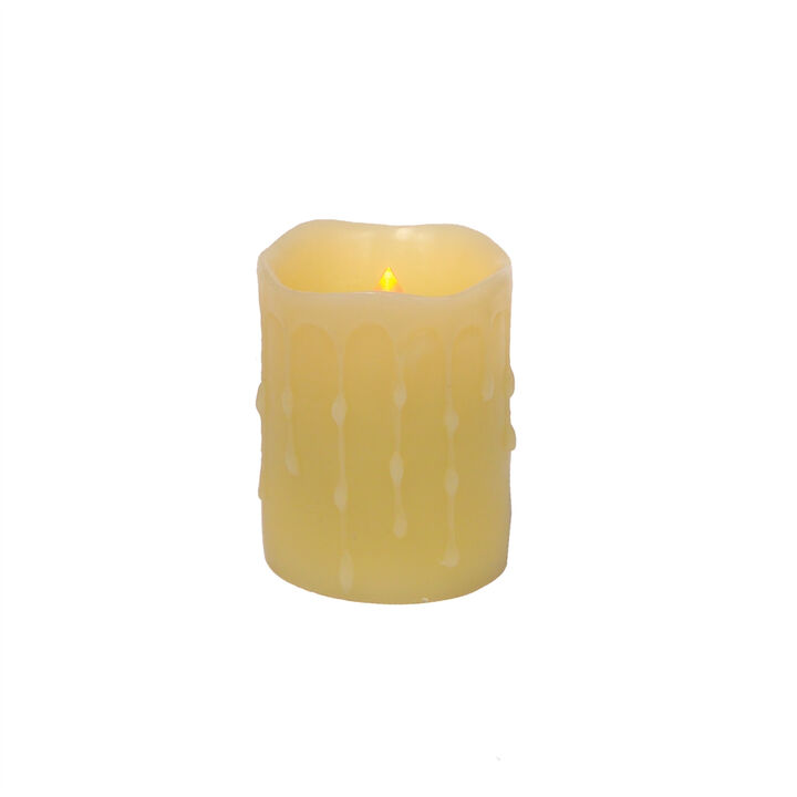 LED Wax Dripping Pillar Candle (Set of 4)