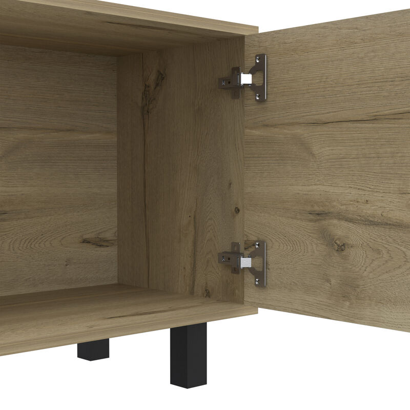 DEPOT E-SHOP Conquest Tv Stand for TV´s up 70", Four Open Shelves, Five Legs, Light Oak