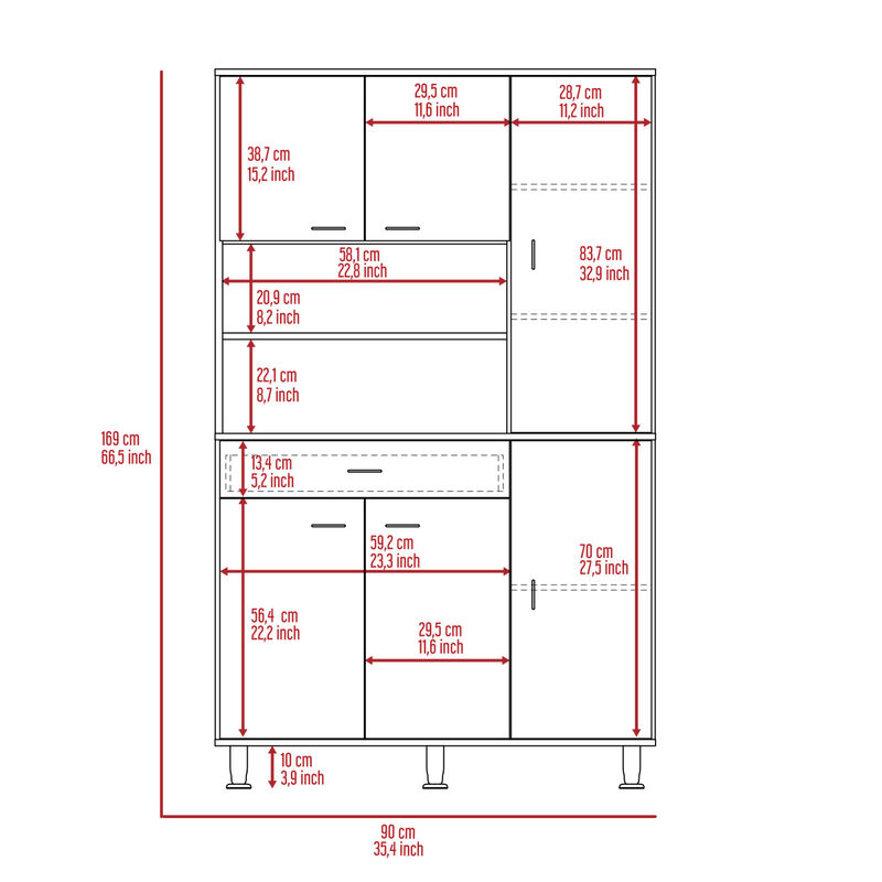 Tigard 1-Shelf 1-Drawer Pantry Cabinet Black Wengue