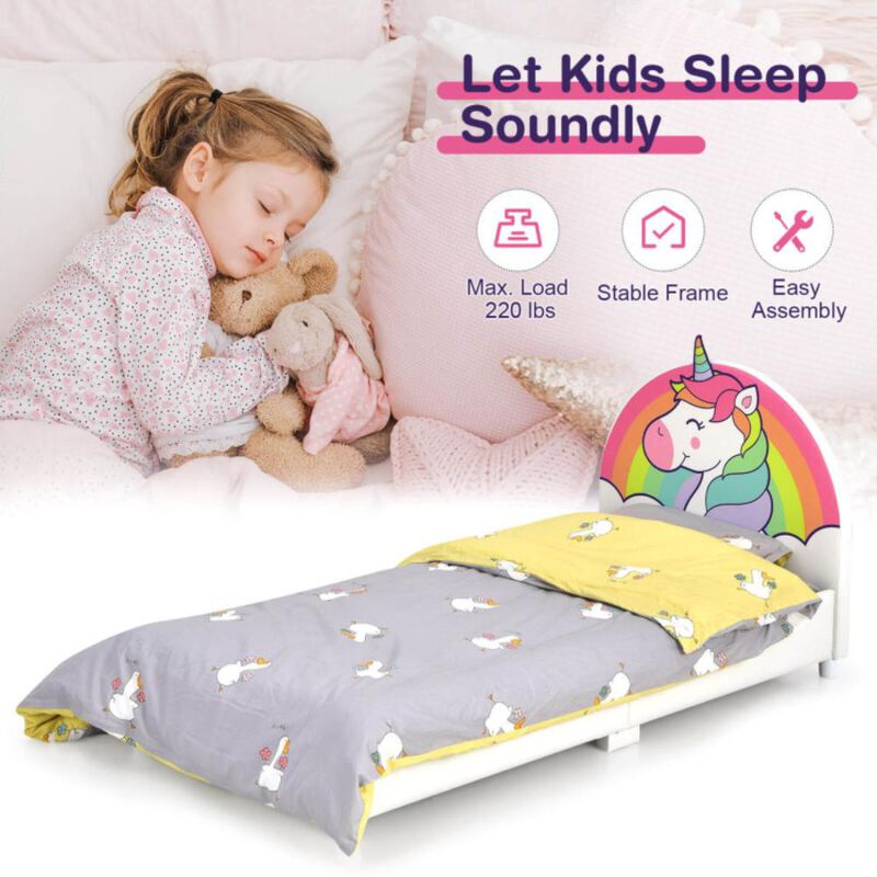 Hivvago Children Twin Size Upholstered  Platform Single Bed
