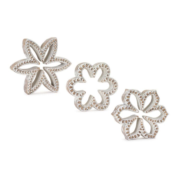 Flower Outline Decorative Wall Art for Home or Garden Decor (Set of 3)