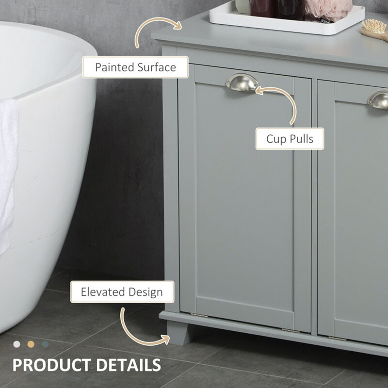 Tilt-Out Laundry Sorter Cabinet, Bathroom Organizer with Storage Compartments