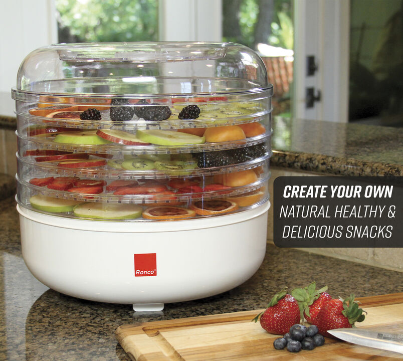 Ronco 5-Tray Dehydrator, Food Preserver, Quiet Dehydrating and Easy to Use, Dehydrate and Preserve Fruit, Vegetables, Meat, Herbs and More