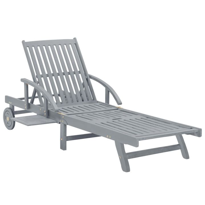 vidaXL Garden Sun Lounger Gray Solid Acacia Wood