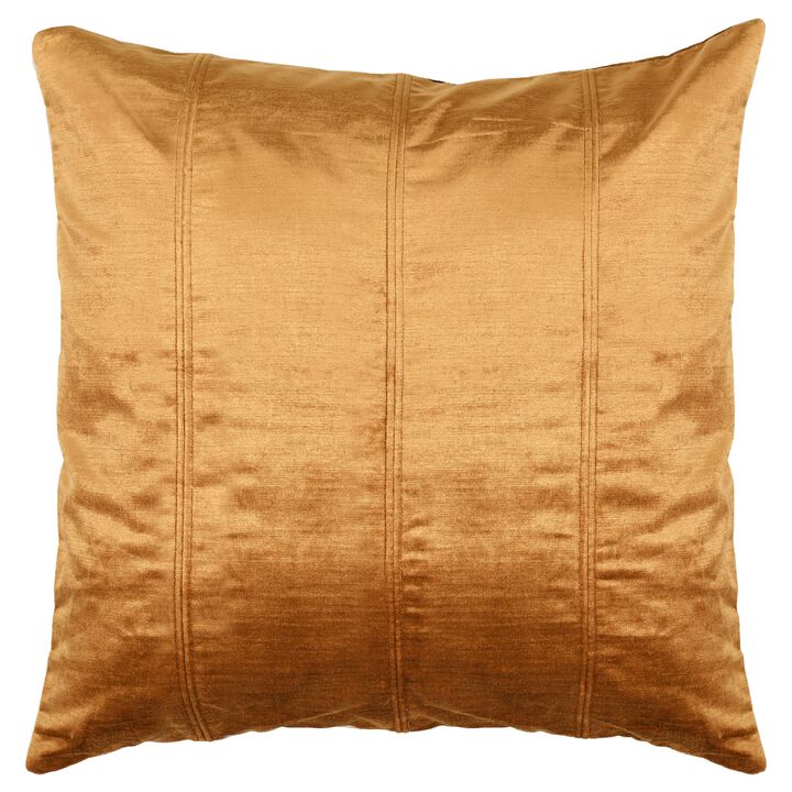Chad 20 Inch Square Velvet Decorative Throw Pillow, Plush, Copper-Benzara