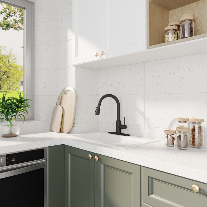 Mondawe High Arc Pull Out Kitchen Faucets with Pull Down Spray Kitchen Sink Faucet Retractable and 360 Ration