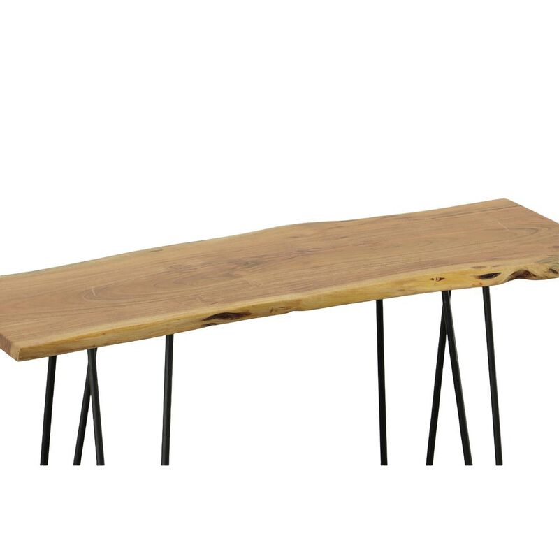 Carolina Living Seti Live Edge Console Table - Natural Top - Black Base