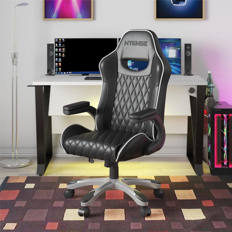 Galaxy Gaming and Office Chair, Black Faux Leather