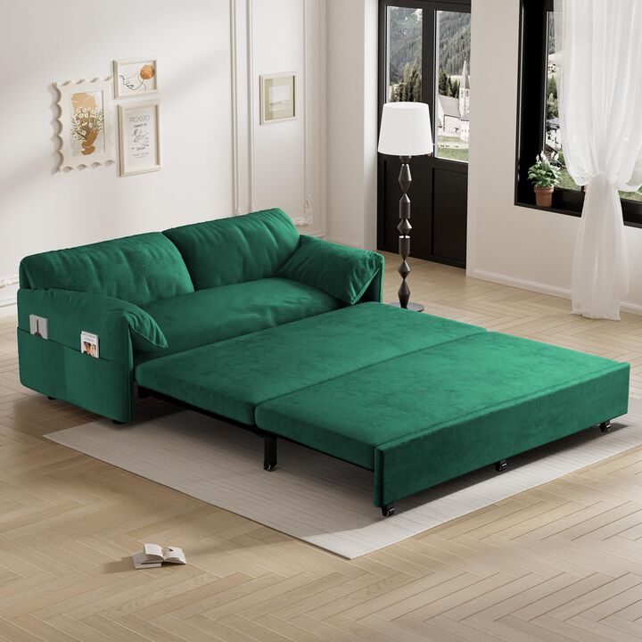 Merax Velvet Loveseat Sleeper Sofa for Living Room