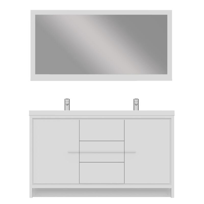 Alya Bath Sortino 60 Modern Double Bathroom Vanity in White
