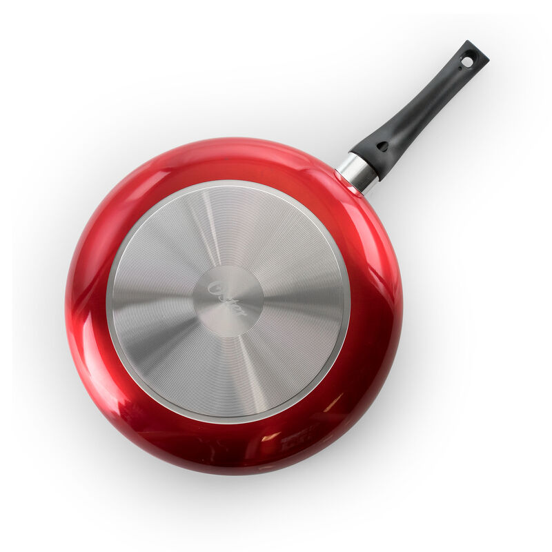 Oster Merrion 12 Inch Aluminum Frying Pan in Red with Bakelite Handle