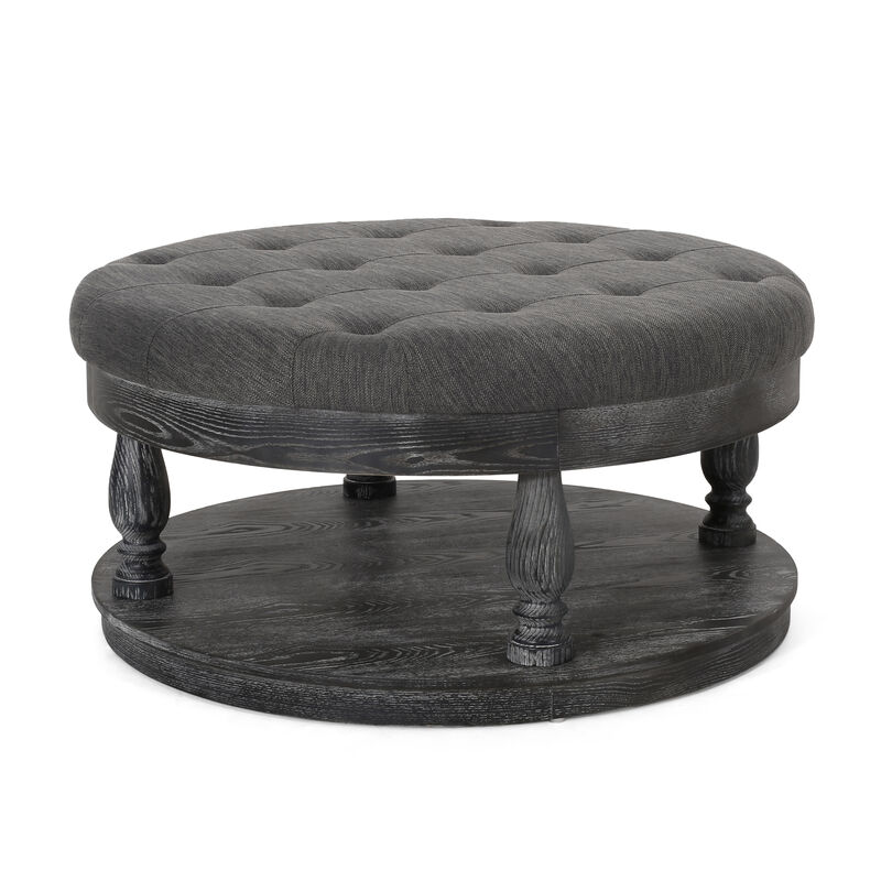 Modern Tufted and Stitched Ottoman for Style and Comfort