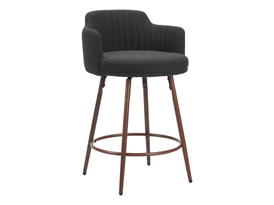 Kono Swivel Counter Stool (Set of 2) Black & Walnut