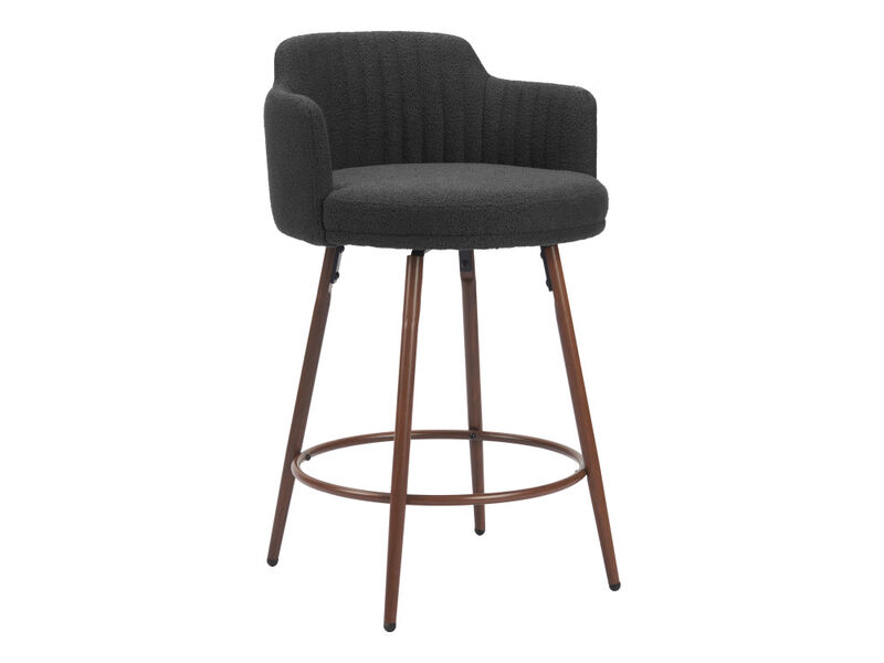 Kono Swivel Counter Stool (Set of 2) Black & Walnut