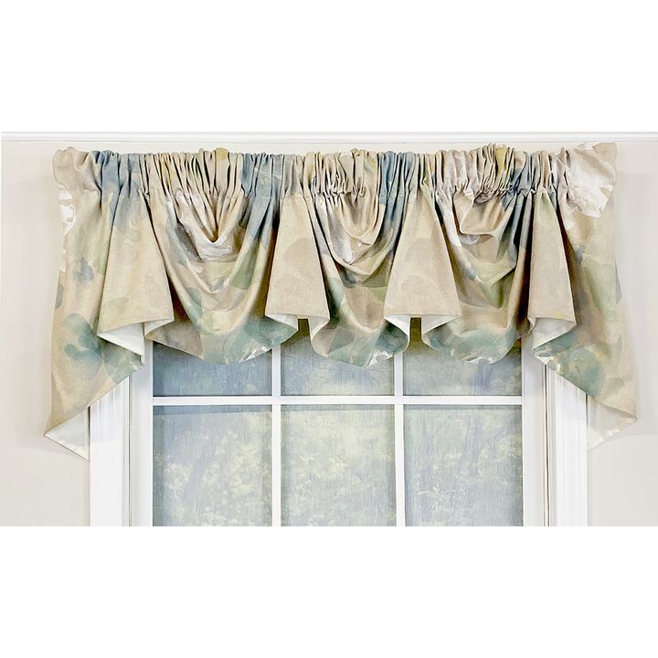 RLF Home Linen Floral 2-Scoop Empire Valance Natural.  2-Scoop 54"W X 25"L For windows up to 48"W