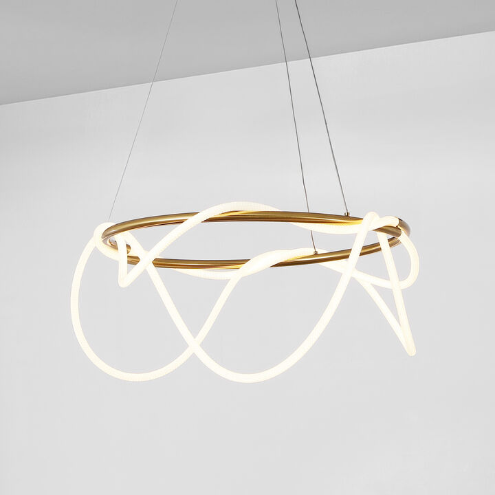 Lisette Contemporary Minimalist 360 Adjustable Silicone Neon Rope Dimmable Integrated LED Chandelier