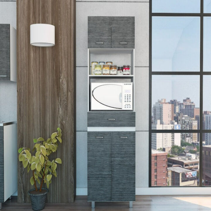 Microwave Cabinet Madison, Kitchen, White / Smoky Oak