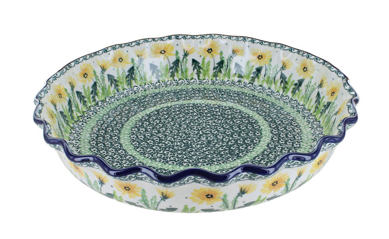Blue Rose Polish Pottery Memory Garden Pie Plate