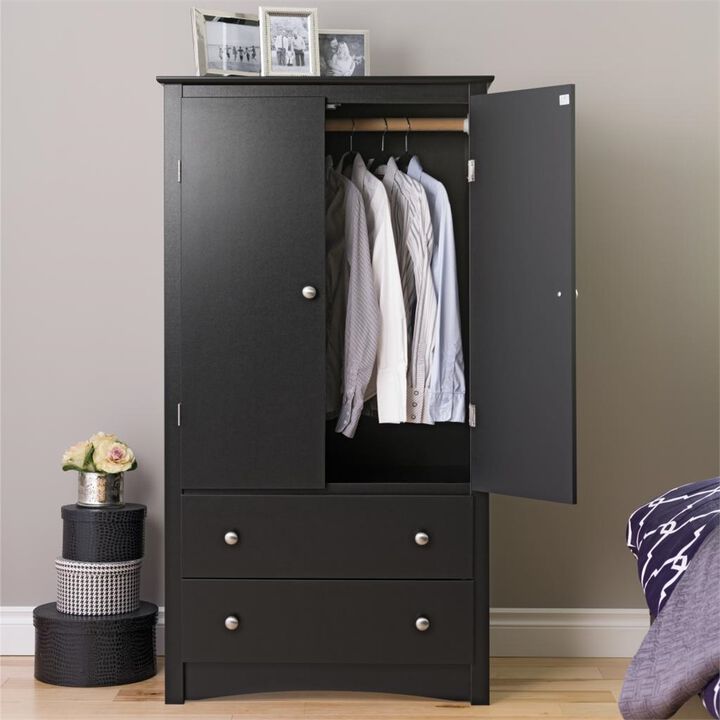 Prepac Black Sonoma 2 Door Armoire