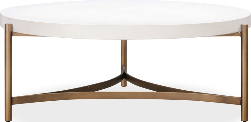 Lyon Round White Concrete and Metal Coffee Table