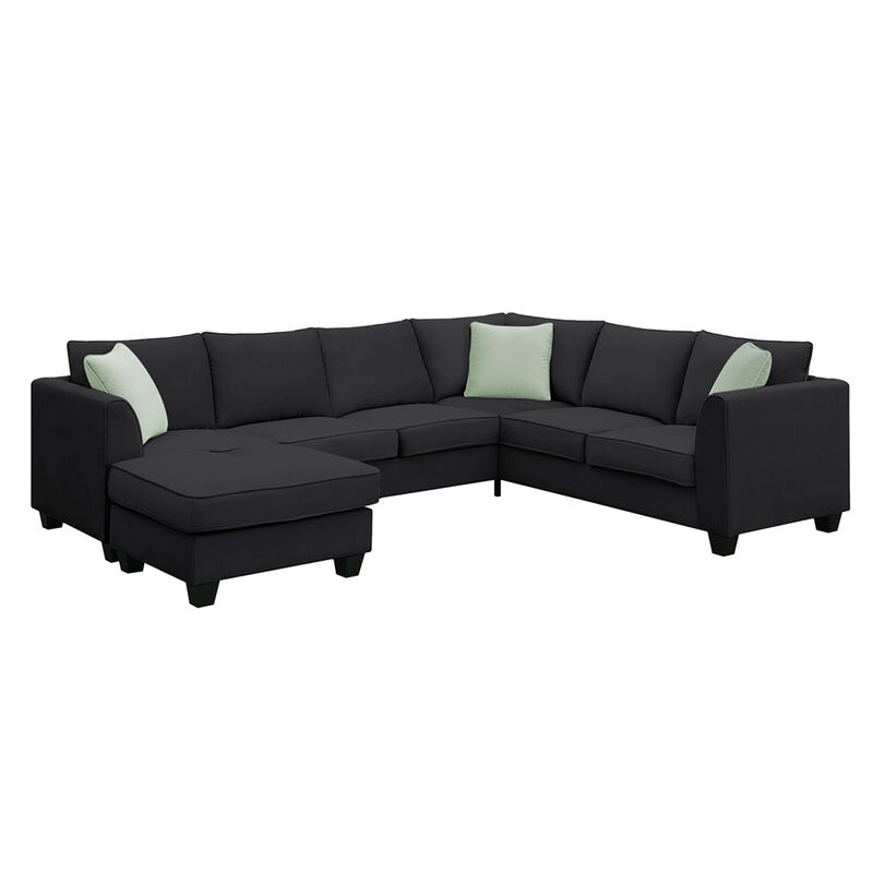 MONDAWE Sectional Sofa Couches Living Room Sets, 7 Seats Modular Sectional Sofa with Ottoman, L Shape Fabric Sofa Corner Couch Set with 3 Pillows