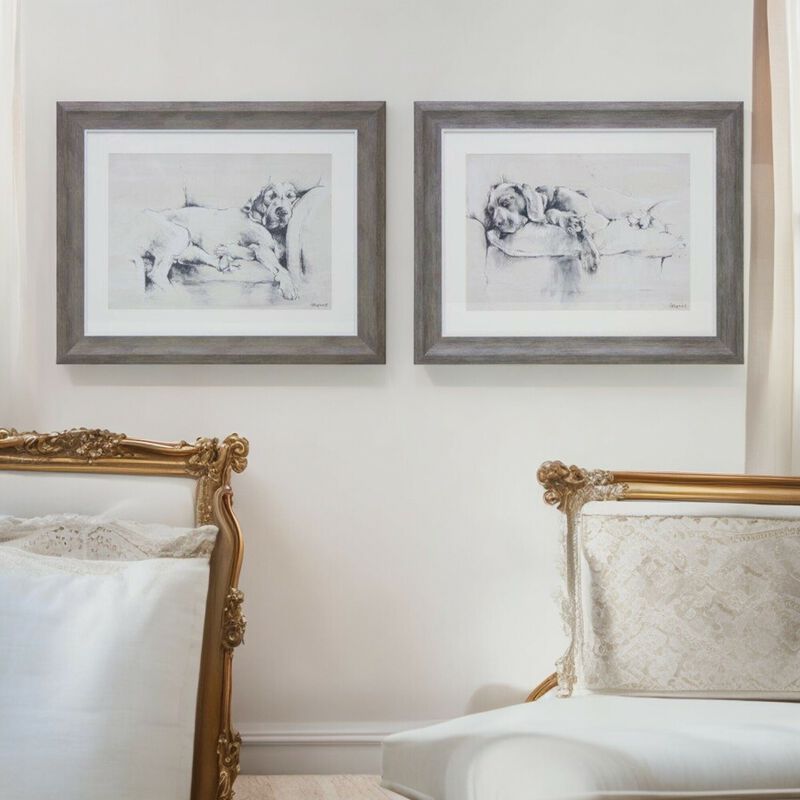 Framed Dog Print (Set of 2) – MDF Pet Art for Home, Office, and Animal Lover Wall Decor