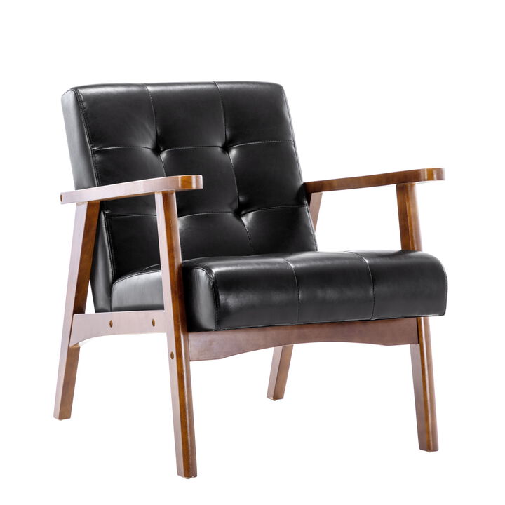 Accent Chair Mid-Century Modern Faux Leather ArmChair,Green