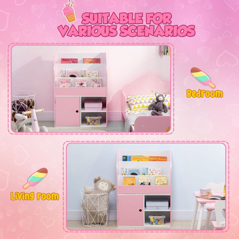 Pink Children's Storage: Bookshelf & Toy Organizer Cabinet
