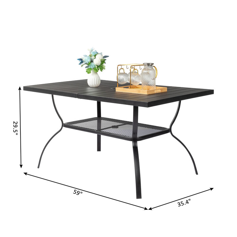 Patio Bar Table with Umbrella Hole Outdoor Counter Height Table for Shade and Entertainment